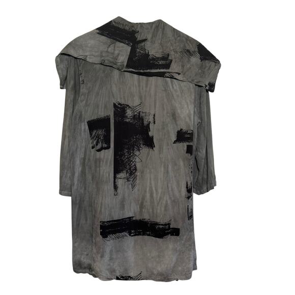 Art of Cloth Hand Made Dyed Size Medium Gray Black Open Front Jacket Pockets - Picture 5 of 8